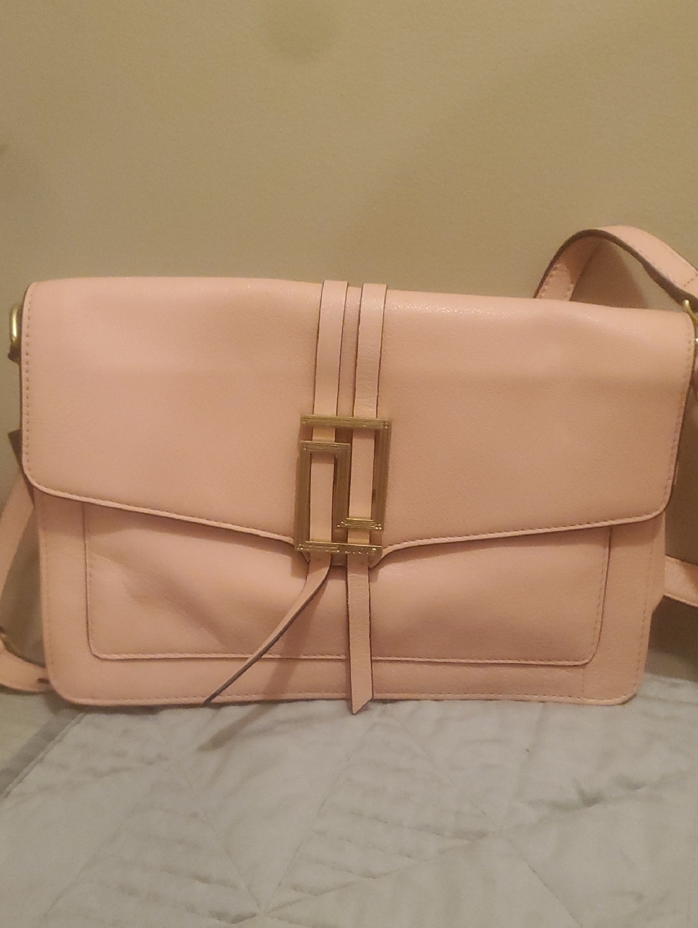 Lodis Leather Handbag.salmon Pink.gold Plated Logo.nwt